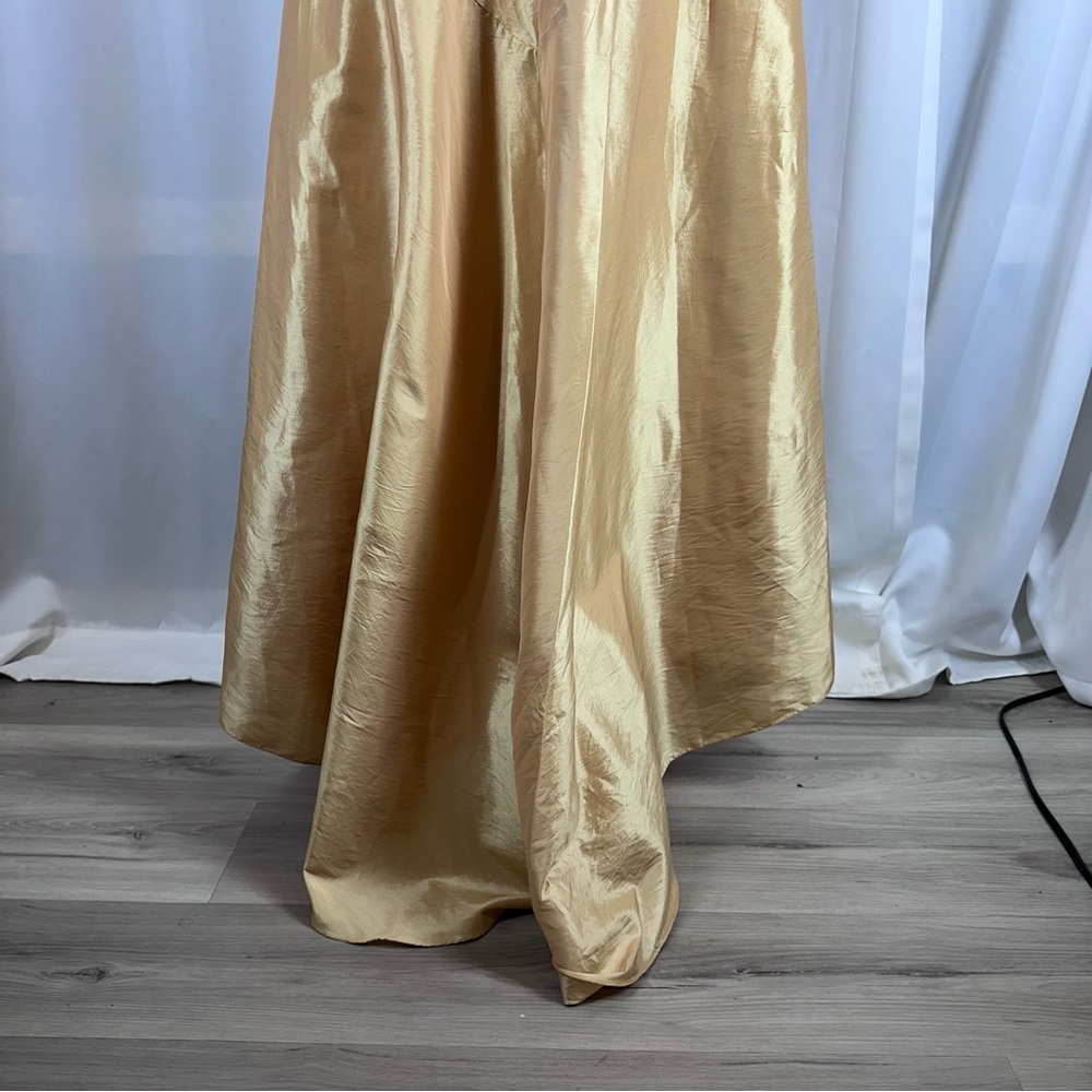 Vintage Formal Skirt Sz 6 Gold Taffeta Long Maxi Train Back Evening Special Occ. - Picture 4 of 12